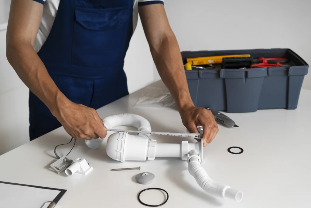 Plumbing professional doing his job